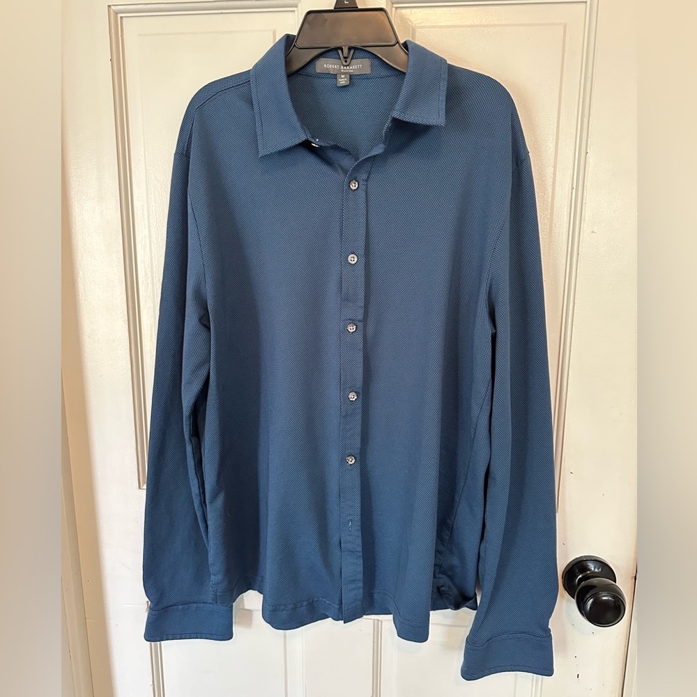 Robert Barakett Soft Cotton Polyester Blend Blue LONG SLEEVE SHIRT Size Medium